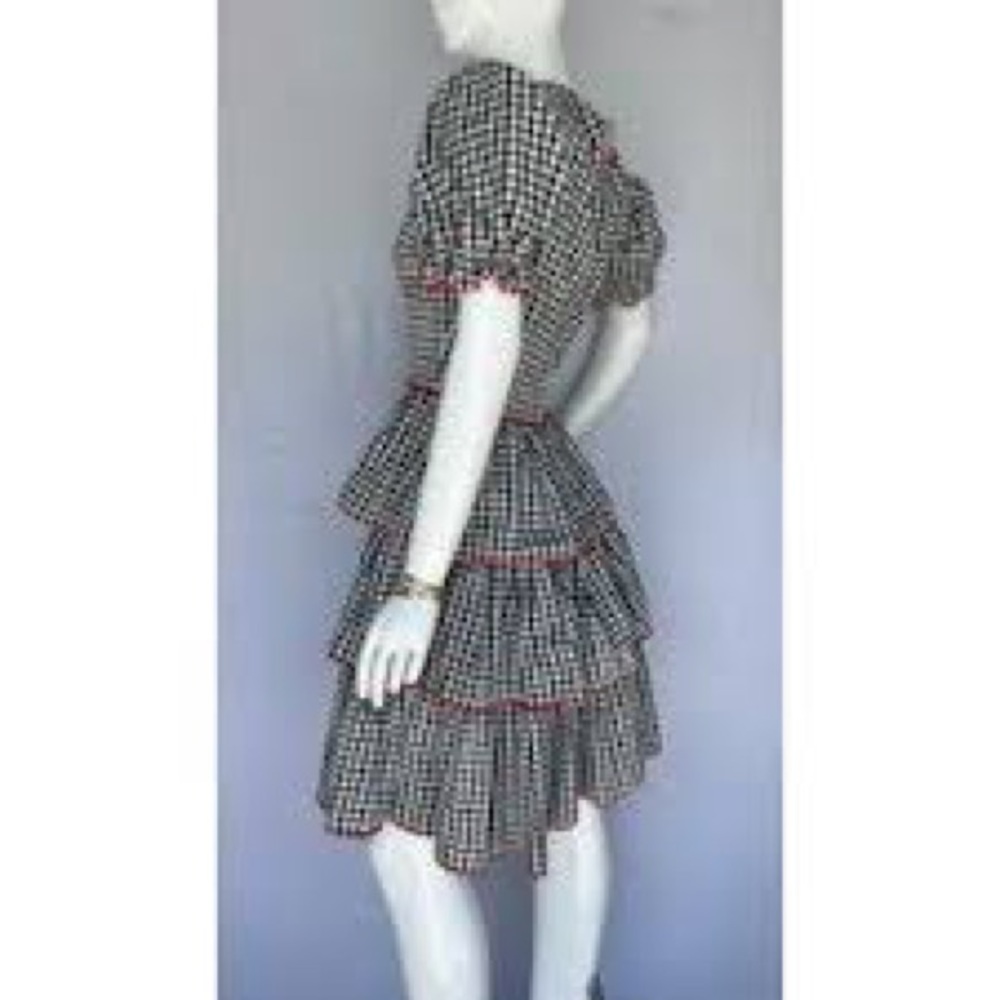 VTG Tier Skirted Black And White Gingham Dress - Picture 5 of 7
